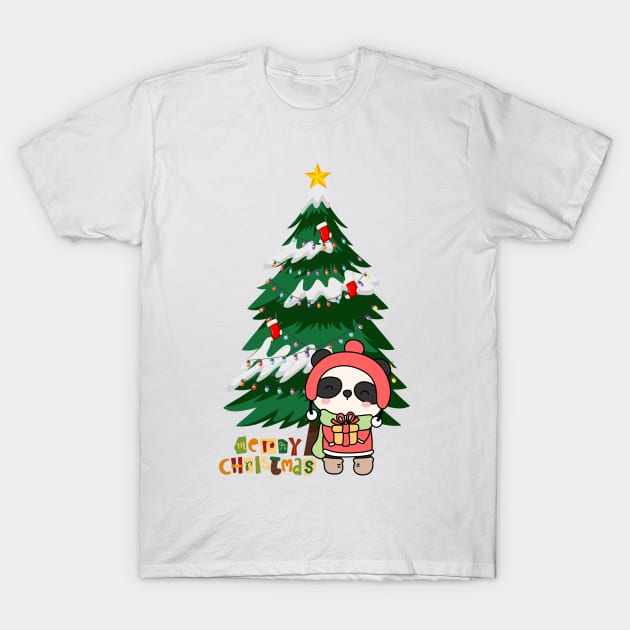 Cute Panda Give Me Present Natal T-Shirt by Suga Collection